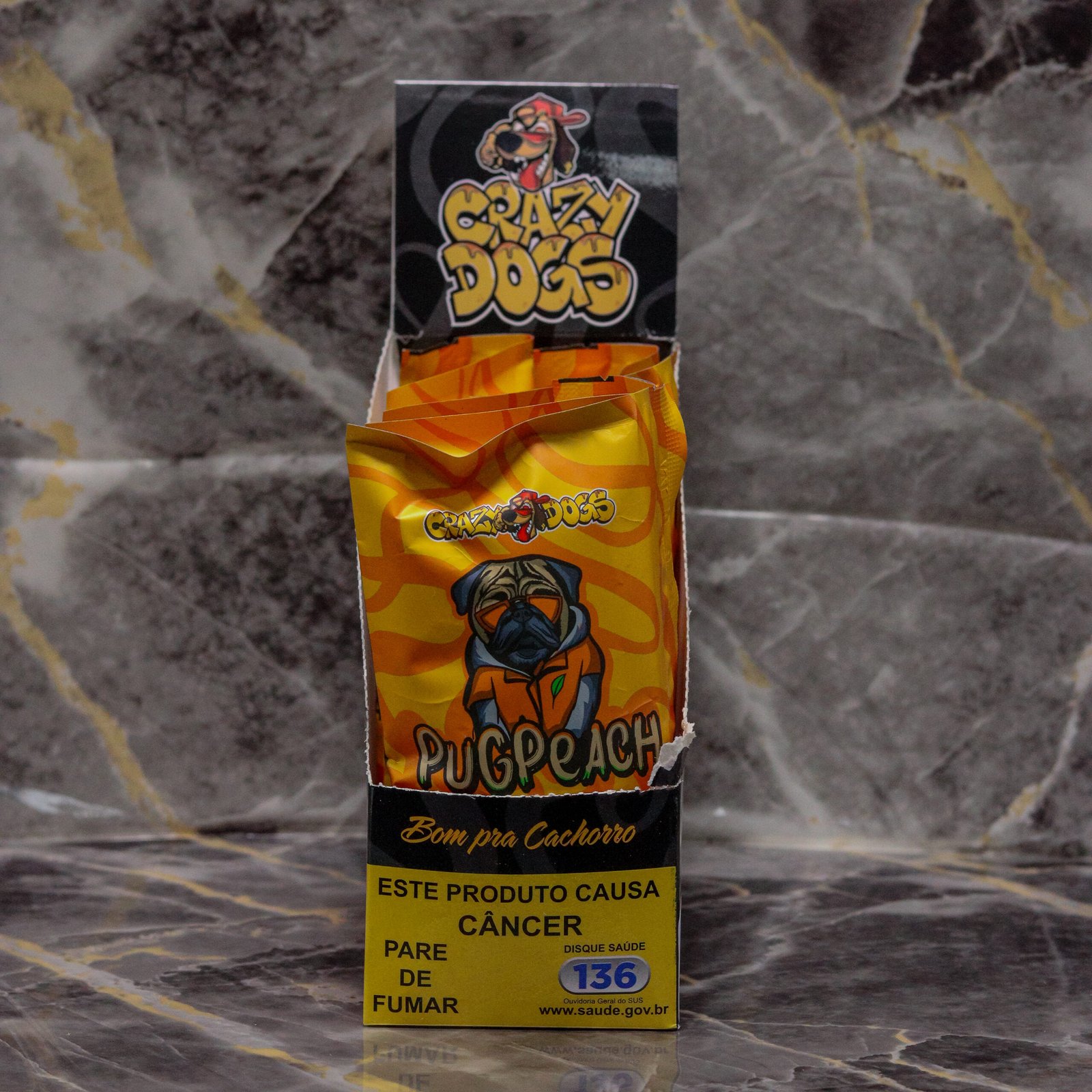 Tabaco Crazy Dog Pug Peach – Caixa Fechada com 5 Unidades