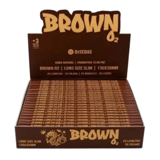 Seda O2 Brown Long Size Slim — Display com 25 unidades